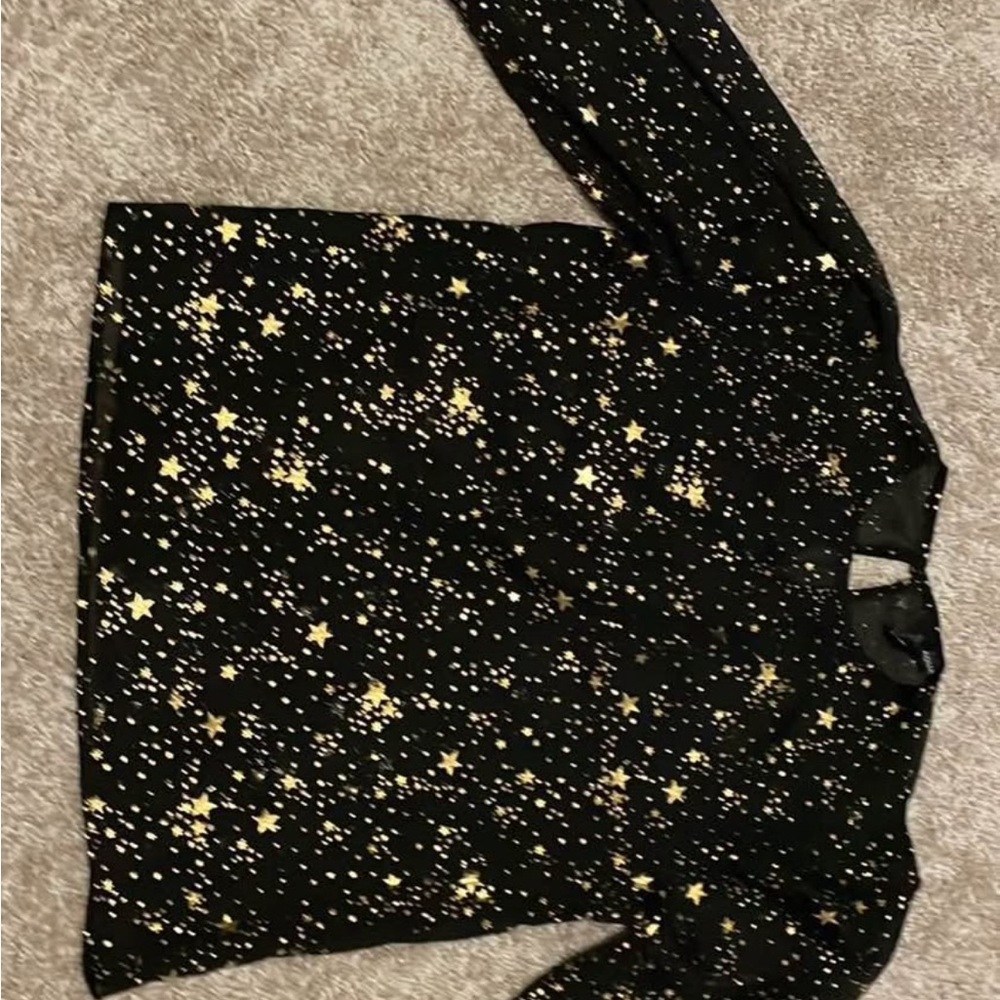 Aqua Long Sleeve Starry Shirt - Black and Gold